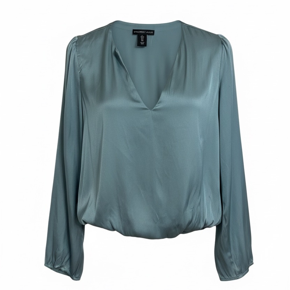 Sincerly Jules Teal V-Neck Long Sleeve Blouse
